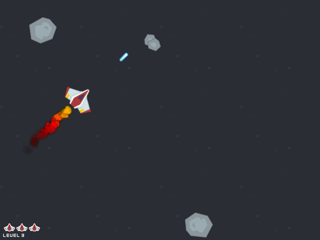 Screenshot hry typu Asteroids