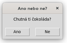 Screenshot s tlačítky Ano a Ne