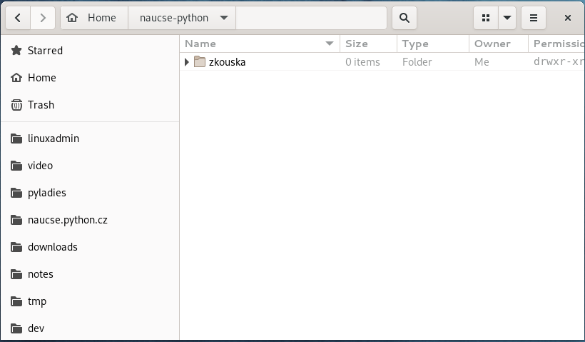 Screenshot programu Nautilus na GNOME